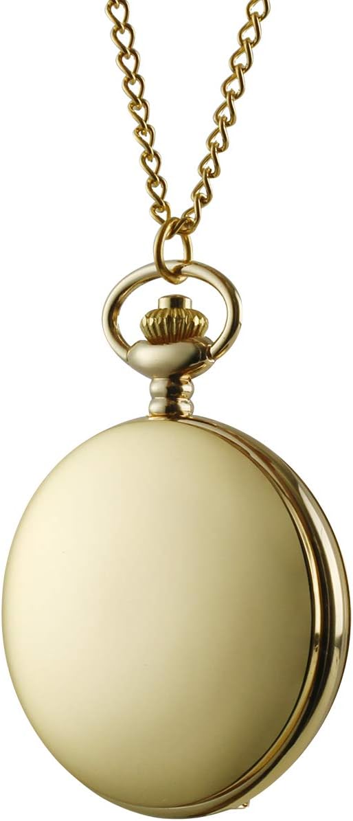 I-MART Smooth Vintage Pocket Watch with Chain (Gold) - Image 4