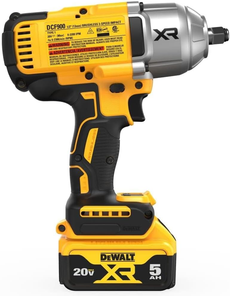 DEWALT 20V MAX Cordless Impact Wrench Kit, 20V MAX, 1/2" Hog Ring With 4-Mode Speed, Includes Battery, Charger and Kit Bag (DCF900P1) - Image 5