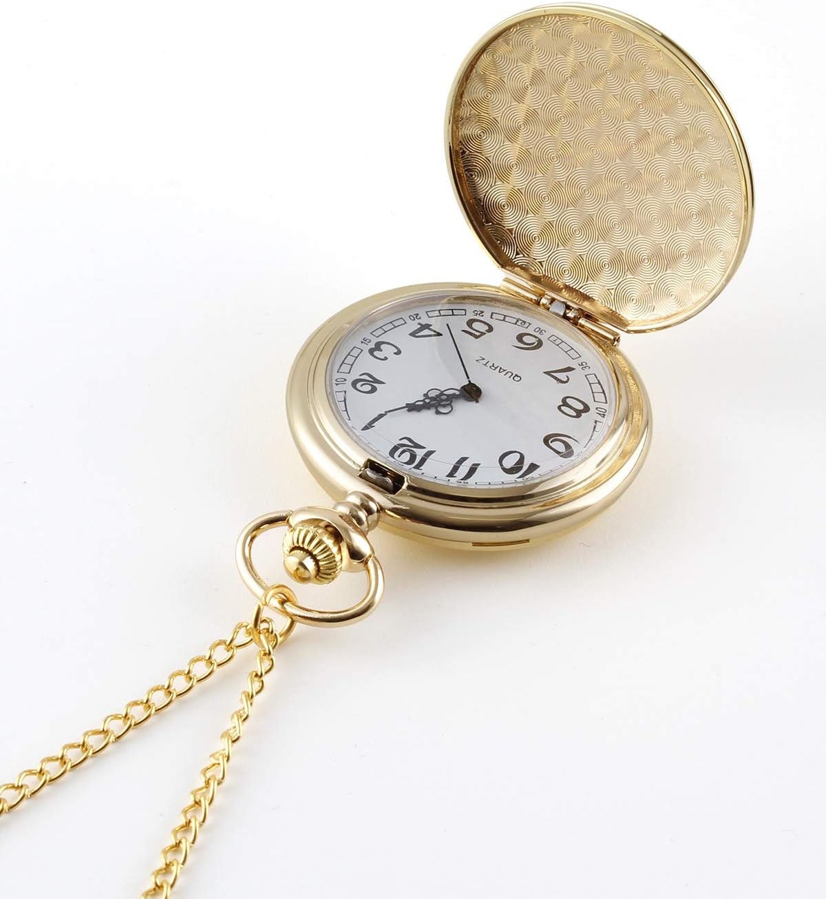 I-MART Smooth Vintage Pocket Watch with Chain (Gold) - Image 6