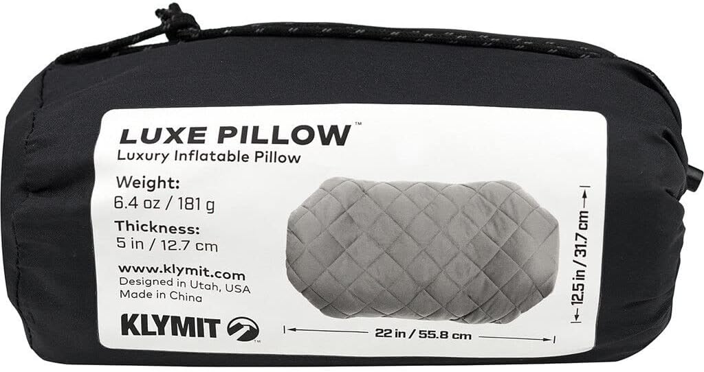Klymit Luxe Travel Pillow, Lightweight Inflatable Hybrid Airplane, Backpacking, Hammock, and Camping Pillow, Grey - Image 3