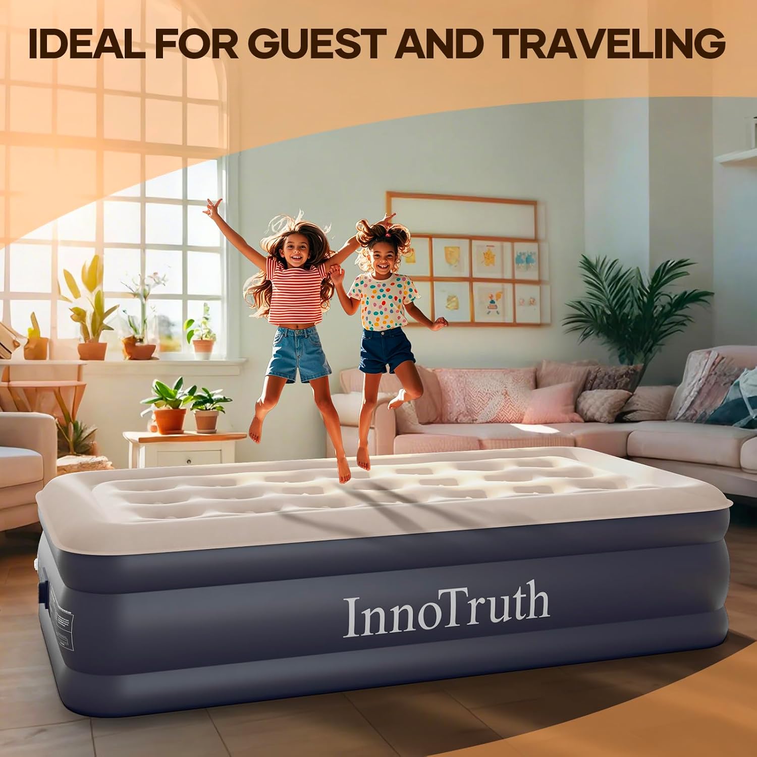 InnoTruth Twin Air Mattress with Built in Pump, Inflatable Blow up Mattress, 18" Raised Colchones Inflables Air Bed for Guests & Home, Ideal for Home Use and Outdoor Camping, 300lb Weight Capacity - Image 7