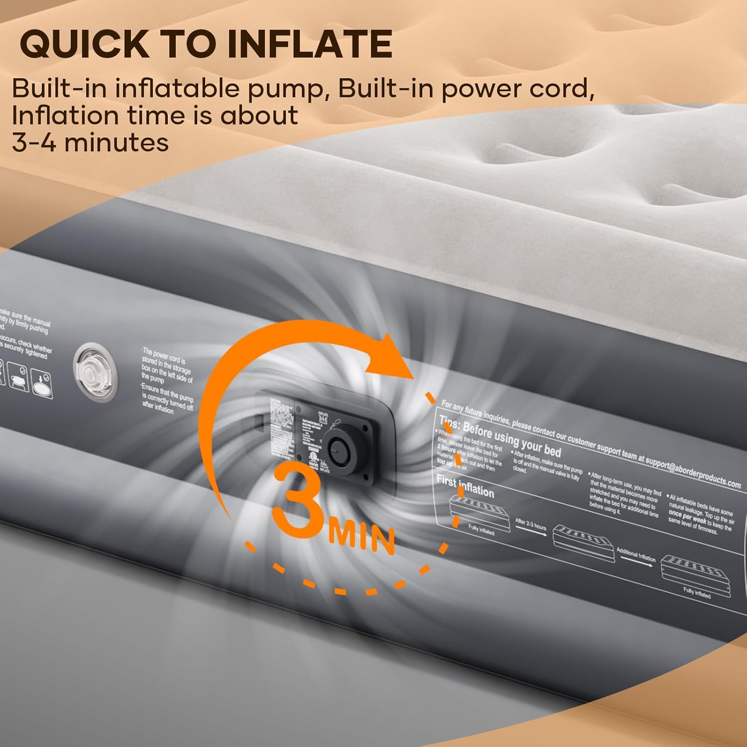 InnoTruth Twin Air Mattress with Built in Pump, Inflatable Blow up Mattress, 18" Raised Colchones Inflables Air Bed for Guests & Home, Ideal for Home Use and Outdoor Camping, 300lb Weight Capacity - Image 6