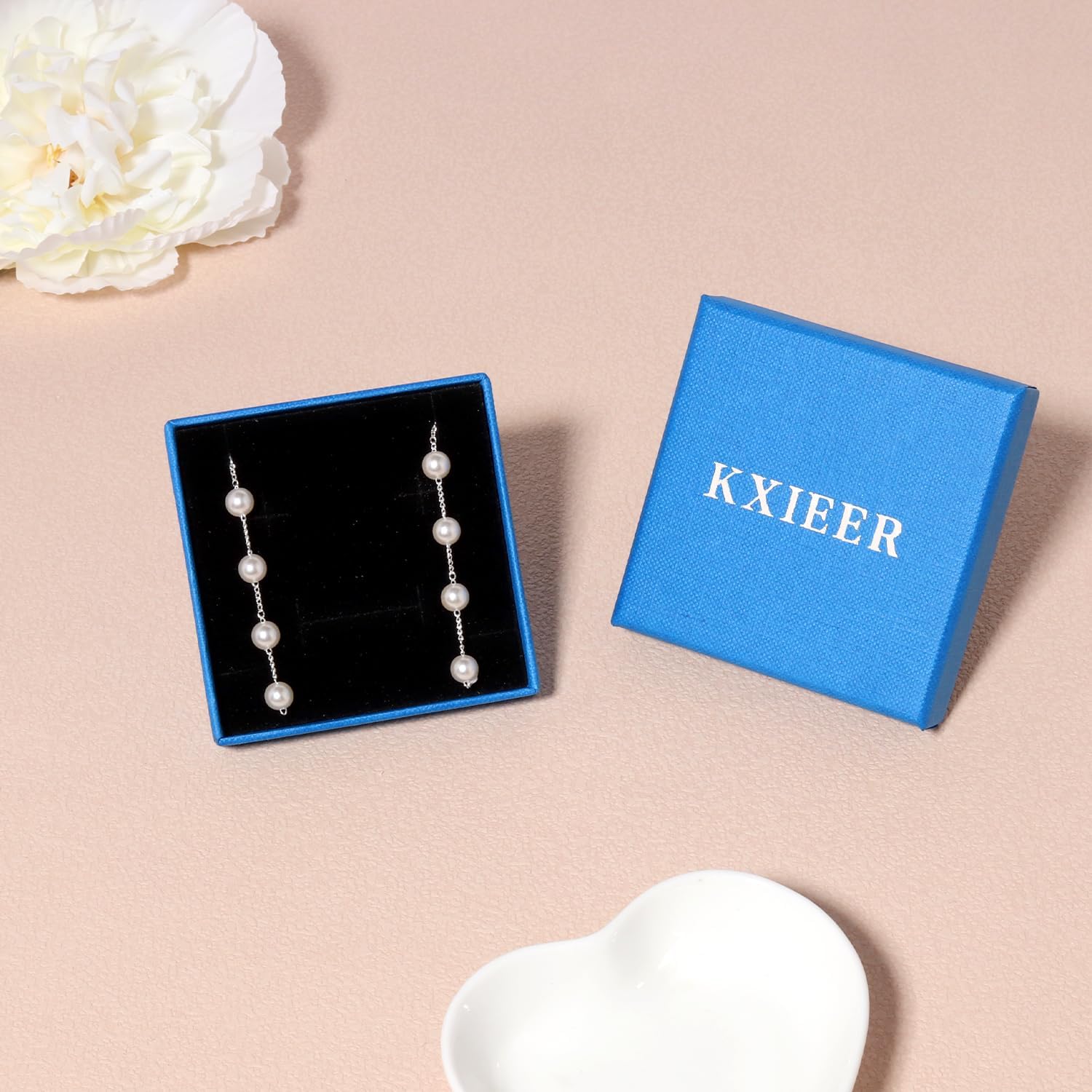 Gold Jewelry Set for Women, Dainty 14K Gold/Silver Plated Pearl Necklace and Earring Set with Drop Earrings, Bracelets, Choker Necklace - Wedding Jewelry Gift - Image 7