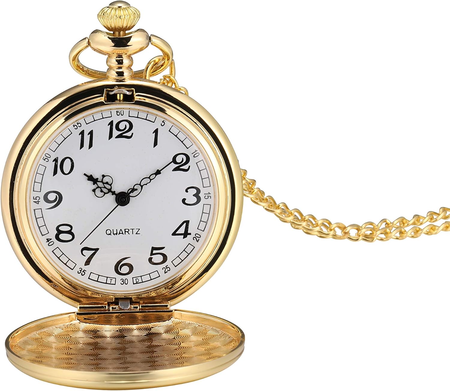 I-MART Smooth Vintage Pocket Watch with Chain (Gold) - Image 2