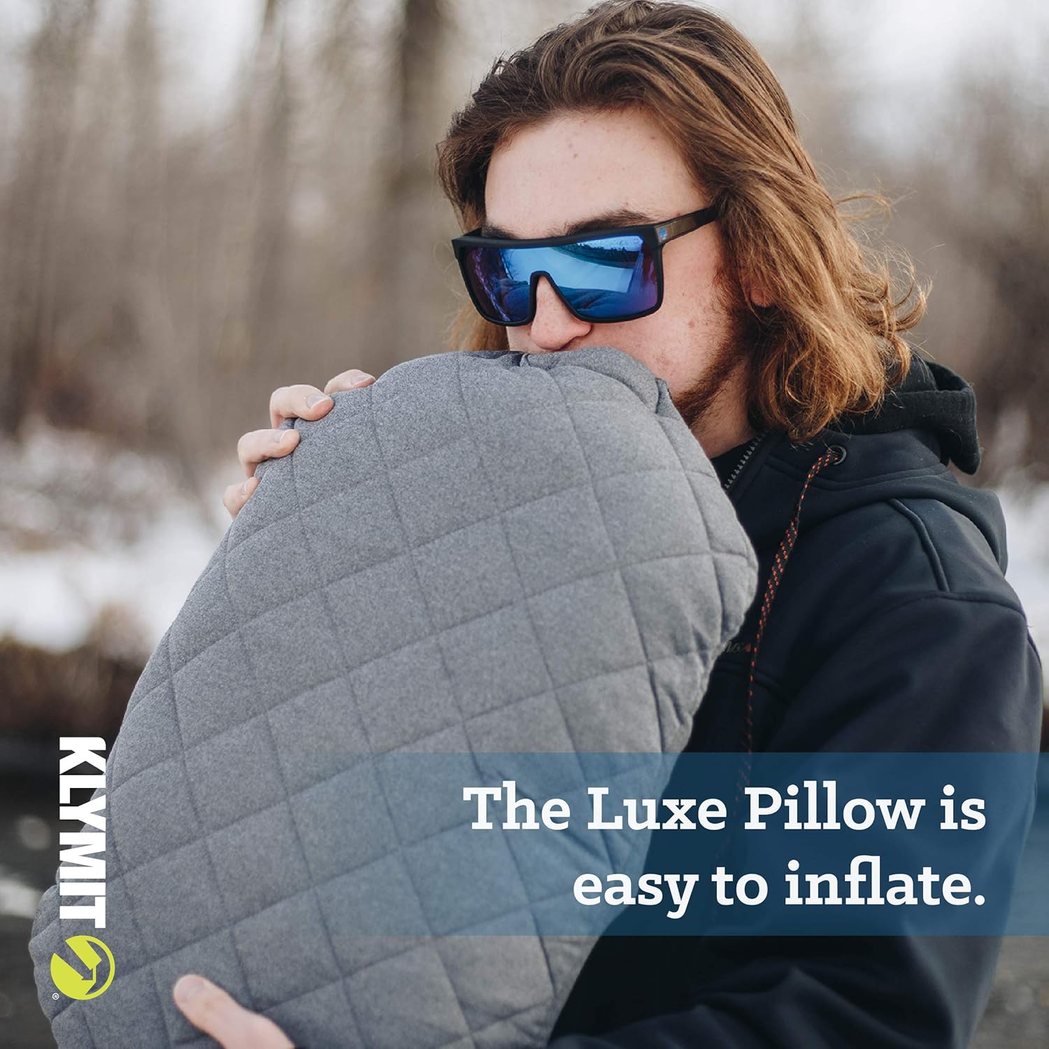 Klymit Luxe Travel Pillow, Lightweight Inflatable Hybrid Airplane, Backpacking, Hammock, and Camping Pillow, Grey - Image 4
