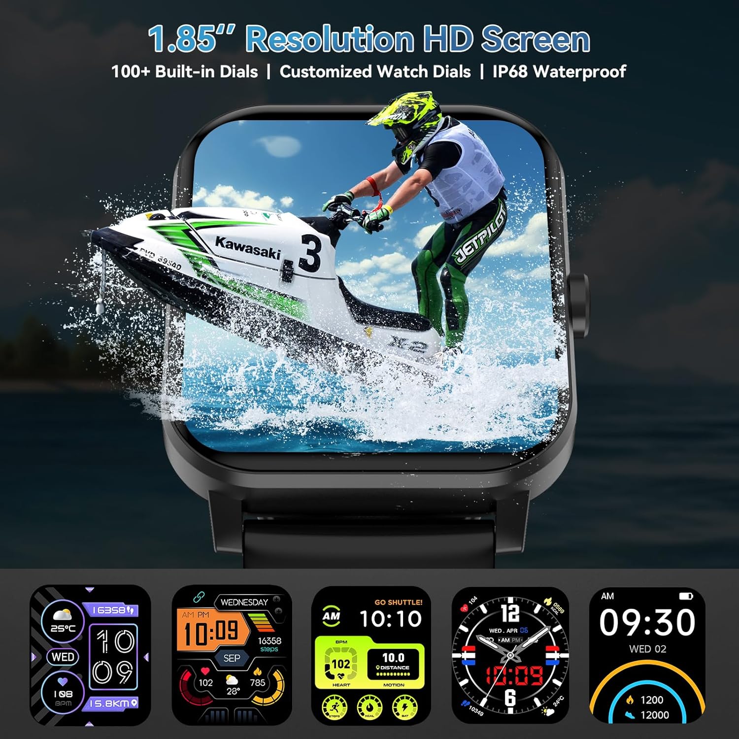 Smart Watch, 1.85" HD Smartwatch for Men Women (Answer/Make Calls), Fitness Watch with Heart Rate/Sleep/IP68 Waterproof/120+ Sports Modes, Pedometer, Android Smart Watch for Android iOS (Black) - Image 6