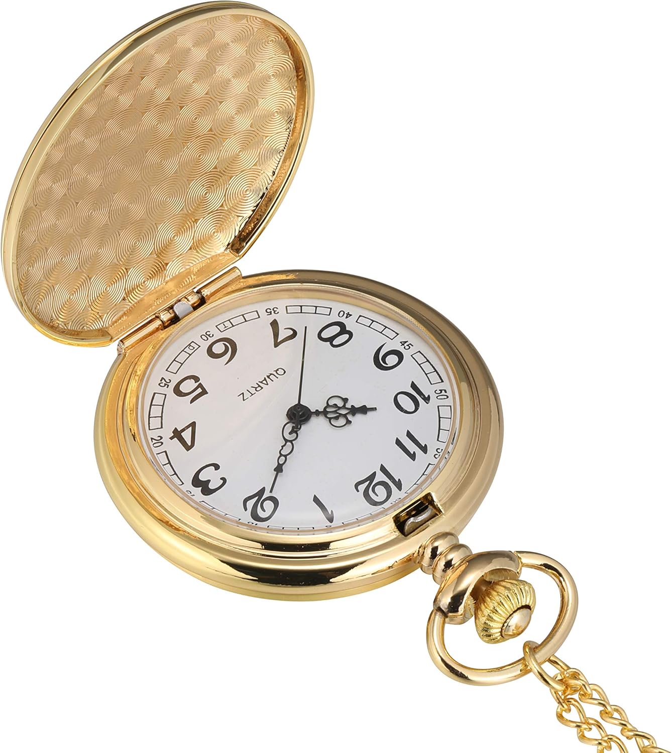 I-MART Smooth Vintage Pocket Watch with Chain (Gold) - Image 3