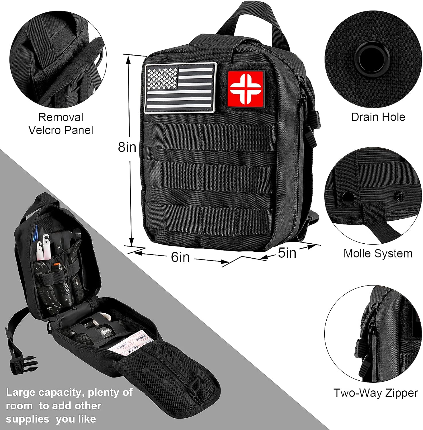 Survival Kit and First Aid Kit, 142Pcs Professional Survival Gear and Equipment with Molle Pouch, for Men Dad Husband Who Likes Camping Outdoor Adventure… - Image 7