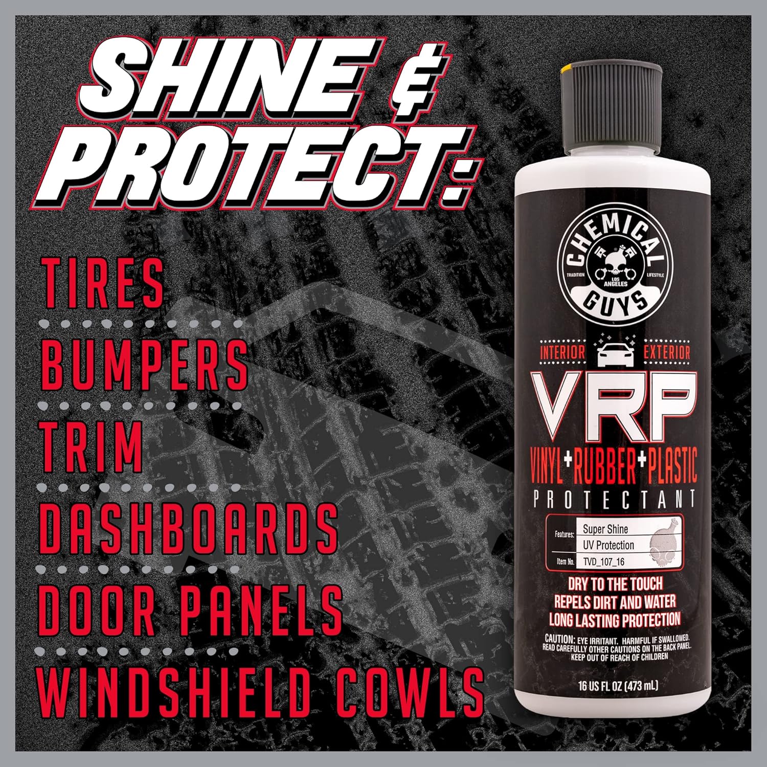 Chemical Guys VRP Vinyl, Rubber and Plastic Non-Greasy Dry-to-the-Touch Long Lasting Super Shine Dressing for Tires, Trim and More, Safe for Cars, Trucks, SUVs, RVs & More, 16 fl oz - Image 10