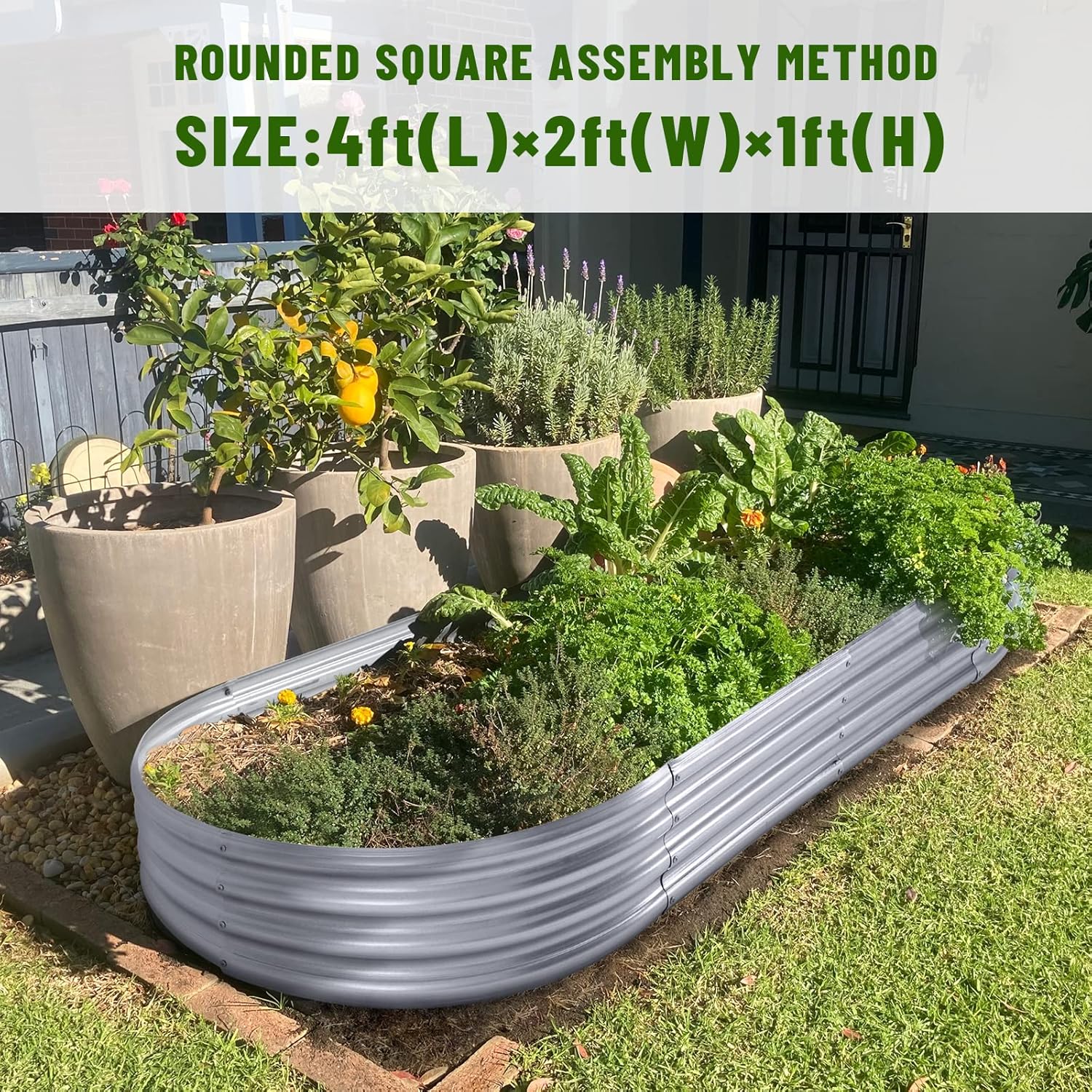 Land Guard Galvanized Raised Garden Bed Kit, Galvanized Planter Garden Boxes Outdoor, Oval Large Metal for Vegetables………… - Image 4