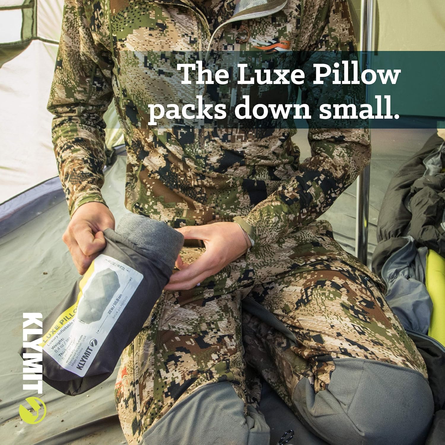 Klymit Luxe Travel Pillow, Lightweight Inflatable Hybrid Airplane, Backpacking, Hammock, and Camping Pillow, Grey - Image 6