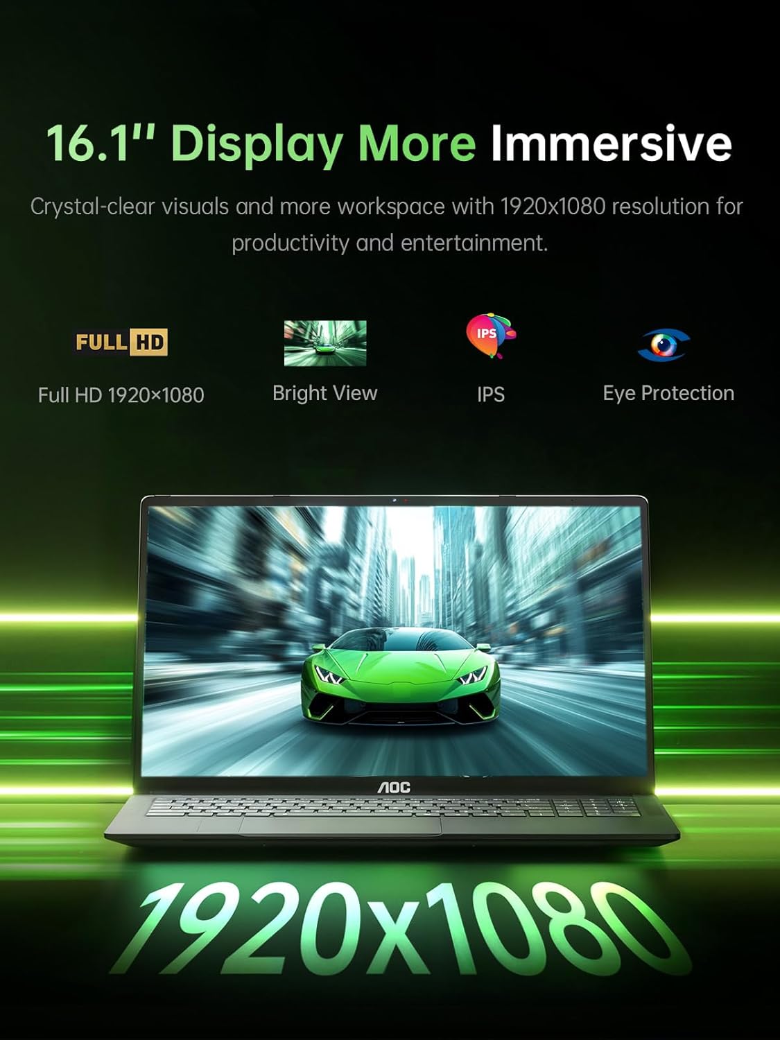 Gaming Laptop, AMD Ryzen 7 5000 Series(8C/16T), 16.1-inch FHD Display Laptop with 16GB RAM 2*DDR4, 512GB NVME SSD Laptop Computer, Support WiFi 6, 53Wh Battery, Backlit Keyboard,BT5.2,Type-C - Image 3