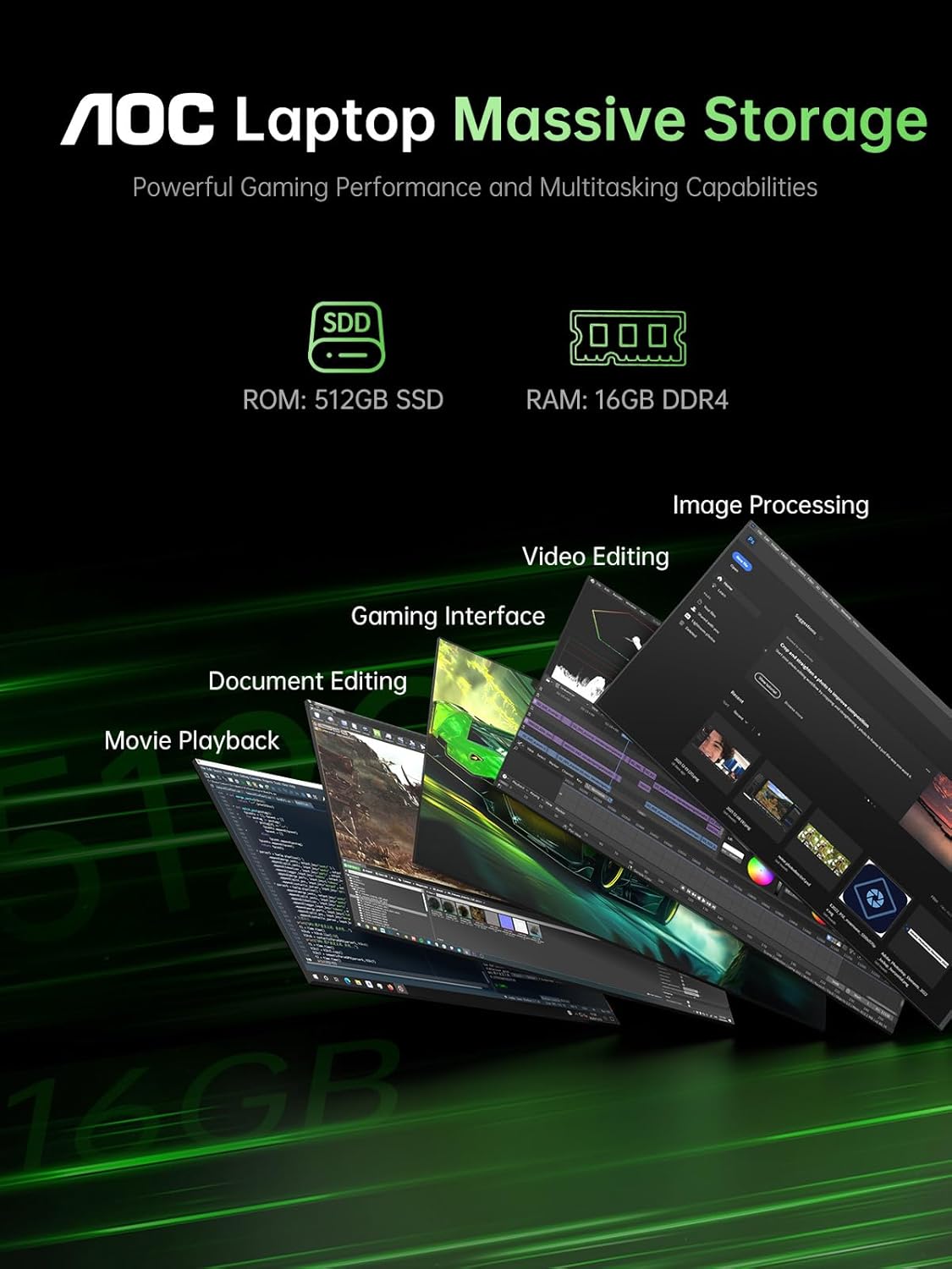 Gaming Laptop, AMD Ryzen 7 5000 Series(8C/16T), 16.1-inch FHD Display Laptop with 16GB RAM 2*DDR4, 512GB NVME SSD Laptop Computer, Support WiFi 6, 53Wh Battery, Backlit Keyboard,BT5.2,Type-C - Image 8