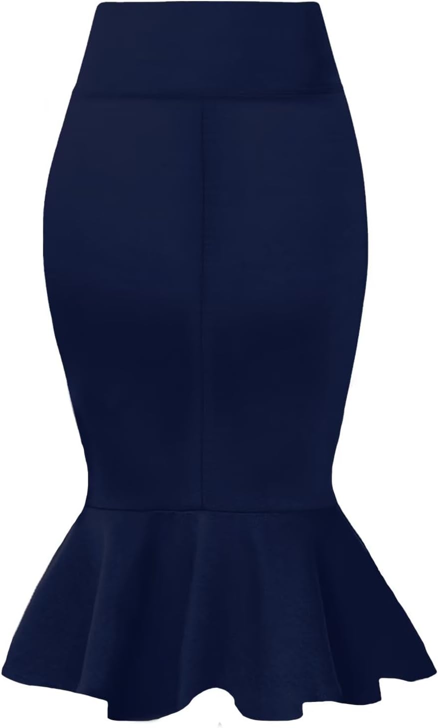 Hybrid & Company Womens Premium Nylon Ponte Stretch Office Fishtail Pencil Skirt High Waist Made in The USA Below Knee - Image 4