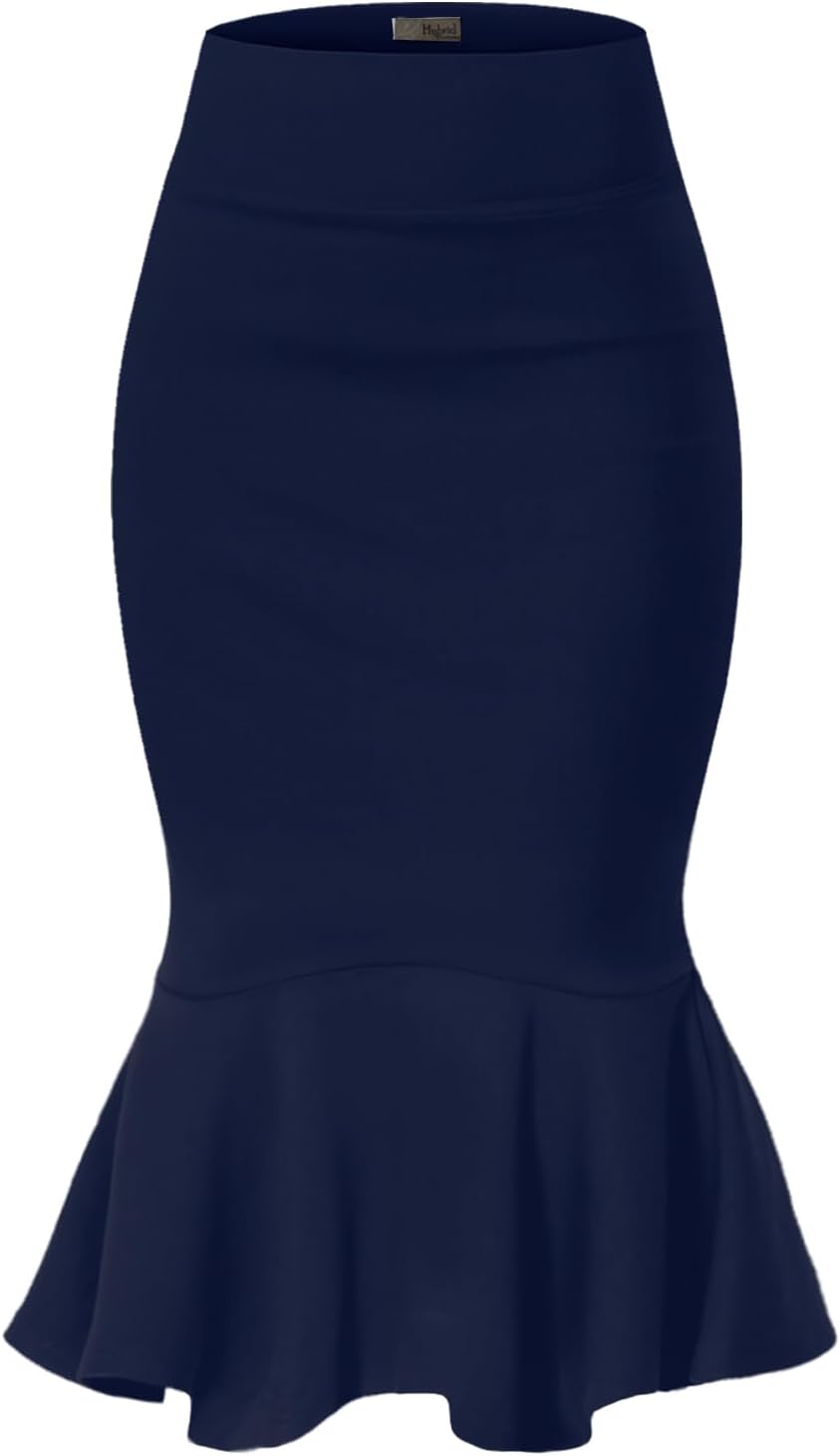 Hybrid & Company Womens Premium Nylon Ponte Stretch Office Fishtail Pencil Skirt High Waist Made in The USA Below Knee - Image 2