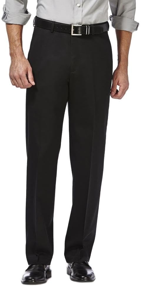 Haggar Men's Premium No Iron Khaki Classic Fit Expandable Waist Flat Front Pant (Regular and Big & Tall Sizes) - Image 2