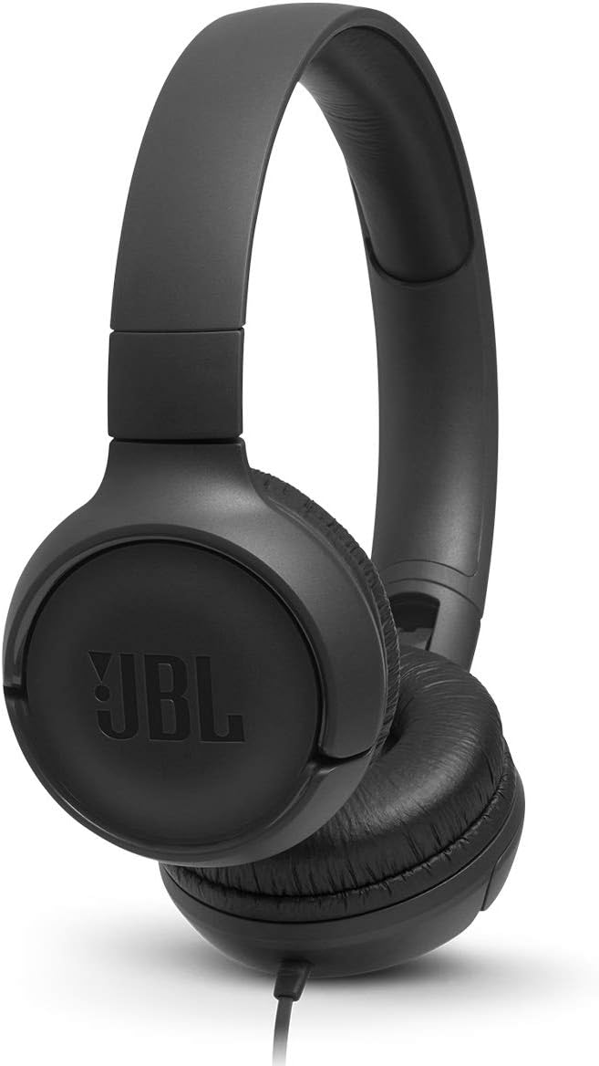 JBL Tune 500 - Wired on-ear headphones, JBL Pure Bass Sound, 1-button remote/mic, Tangle-free flat cable, Lightweight and foldable design, Ask Siri or Google Now (Black) - Image 2