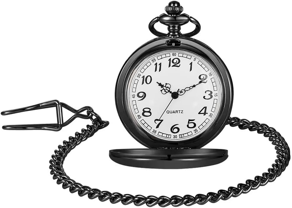 LYMFHCH Classic Smooth Vintage Quartz Pocket Watch, Arabic Numerals Scale Mens Womens Watch with Chain Christmas Graduation Birthday Gifts Fathers Day - Image 9
