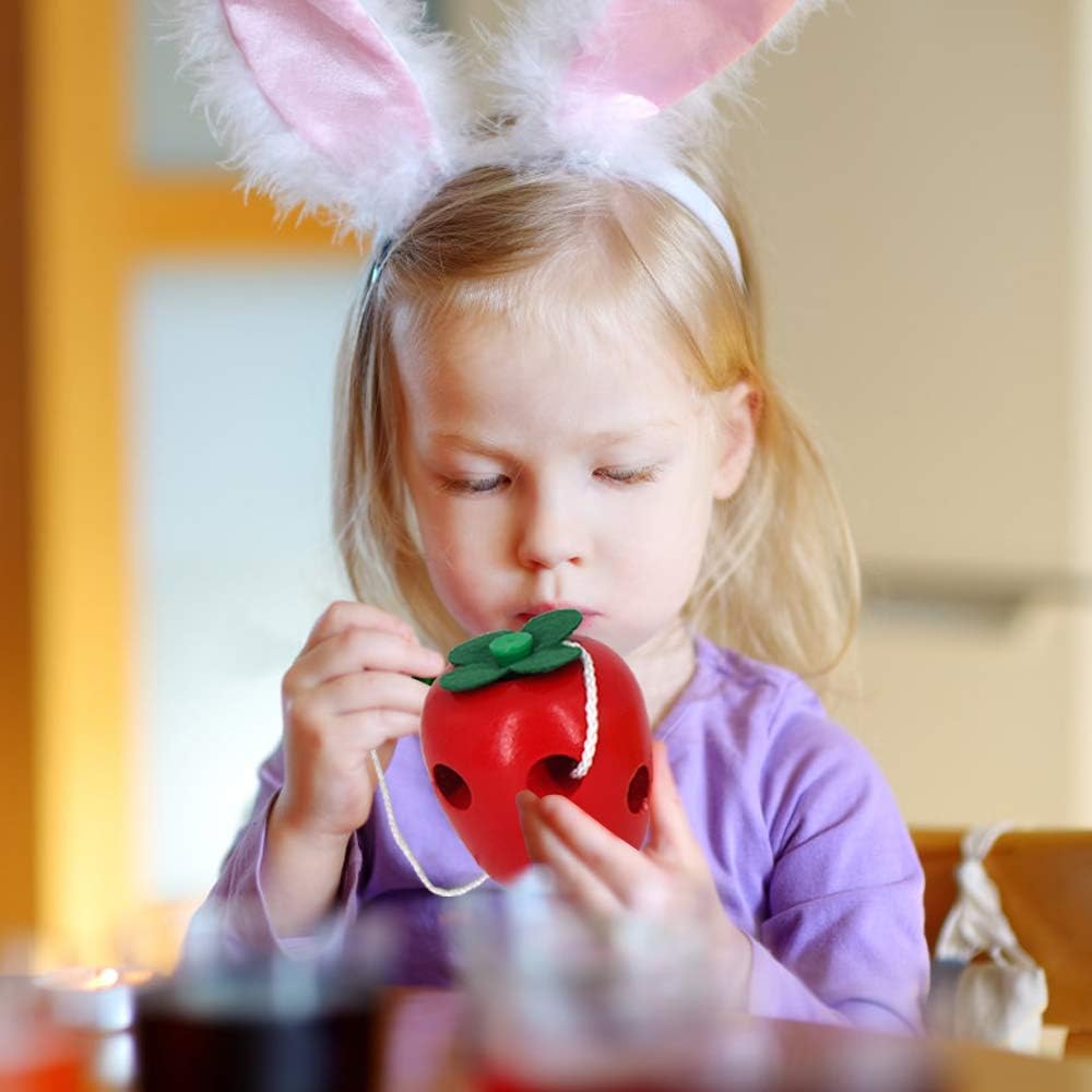 Early Development Wooden Lacing Toys, Montessori Activity Caterpillars Eat Apple and Kids Cheese Toys, Children Learning Educational Wood Block Puzzles for Toddlers Boys Girls - Image 6