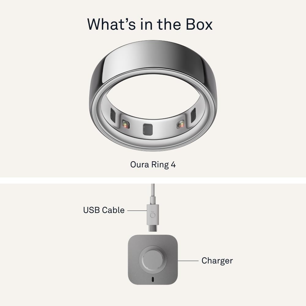Oura Ring 4 - Silver - Size 8 - Smart Ring - Size First with Oura Ring 4 Sizing Kit - Sleep Tracking Wearable - Heart Rate - Fitness Tracker - Up to 8 Days of Battery Life - Image 8