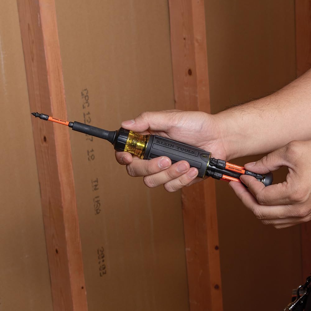 Klein Tools 32315HD 15-in-1 Multi-Bit Ratcheting Screwdriver, Impact-Rated, 7 Double-Ended ProFlex Torsion Zone Tips, 1/4-Inch Nut Driver, 8-Piece - Image 5