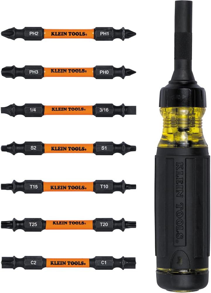 Klein Tools 32315HD 15-in-1 Multi-Bit Ratcheting Screwdriver, Impact-Rated, 7 Double-Ended ProFlex Torsion Zone Tips, 1/4-Inch Nut Driver, 8-Piece - Image 2