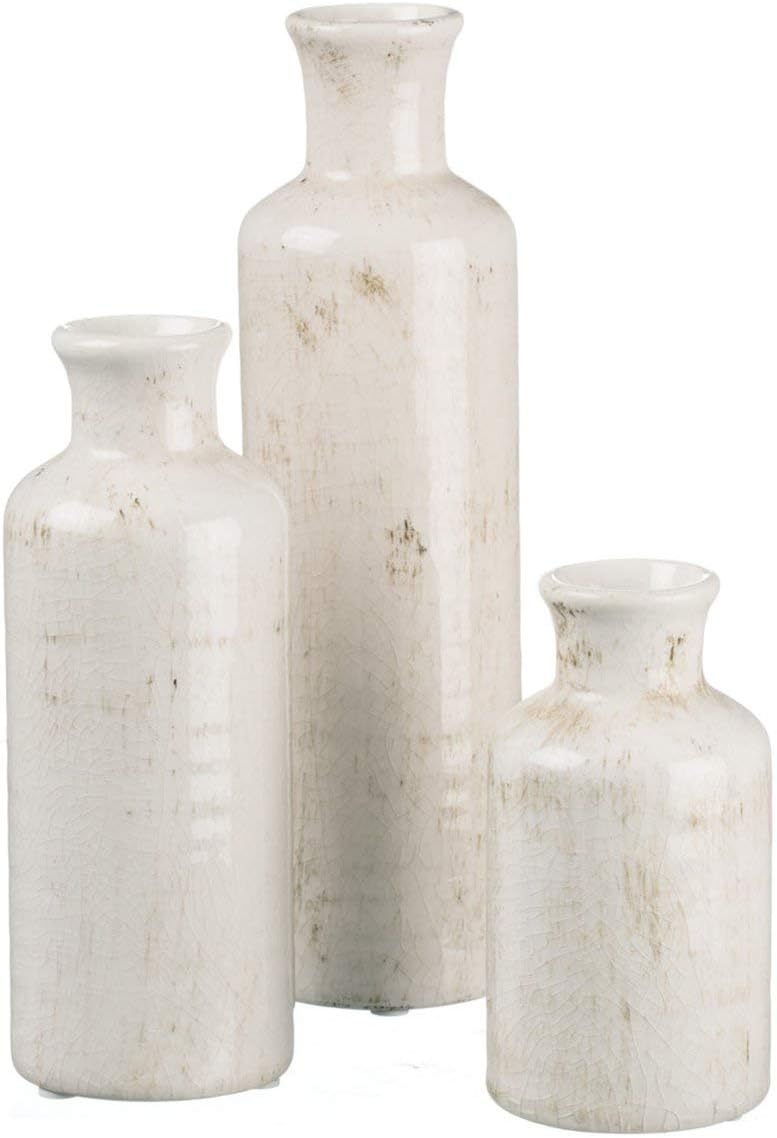 Sullivans White Ceramic Vase Set, Farmhouse Decor, Home Decorative Vase, Vases For Your Kitchen, Bedroom, Office, Living Room, Bathroom, & Shelf Centerpiece Table Decorations (CM2333) - Image 2