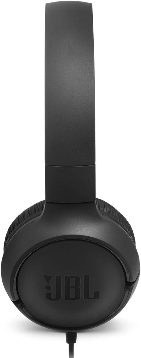 JBL Tune 500 - Wired on-ear headphones, JBL Pure Bass Sound, 1-button remote/mic, Tangle-free flat cable, Lightweight and foldable design, Ask Siri or Google Now (Black) - Image 4