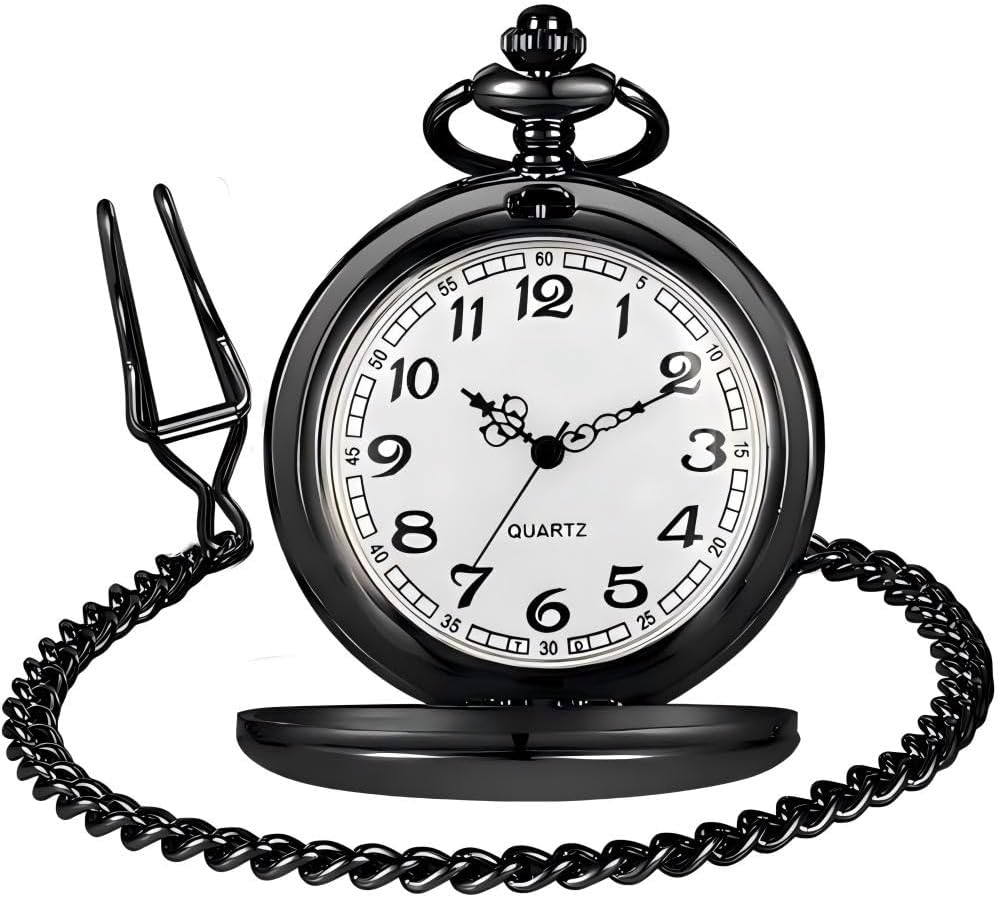 LYMFHCH Classic Smooth Vintage Quartz Pocket Watch, Arabic Numerals Scale Mens Womens Watch with Chain Christmas Graduation Birthday Gifts Fathers Day - Image 7