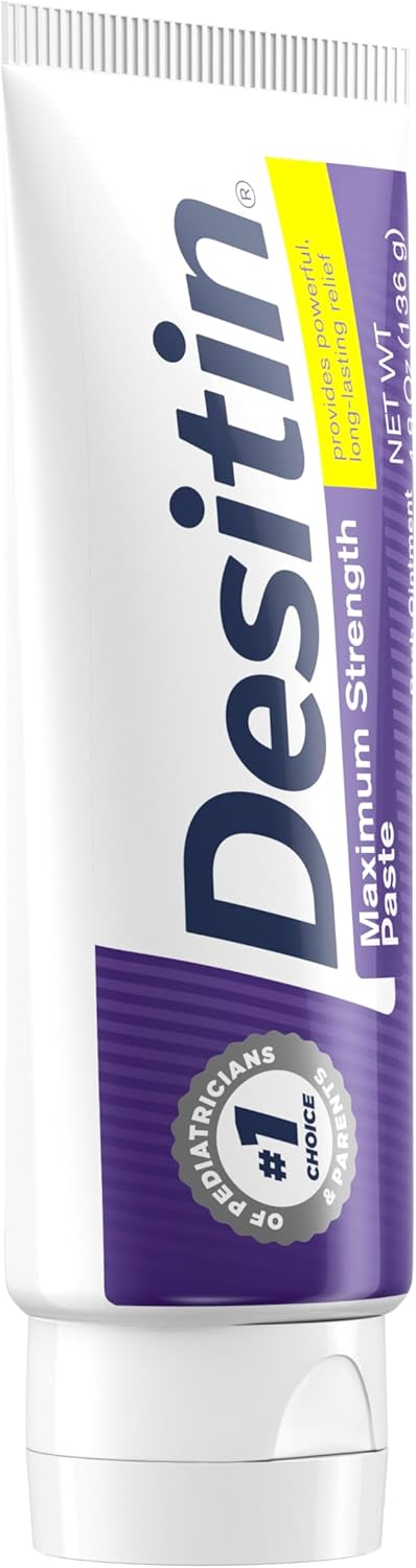 Desitin Maximum Strength Baby Diaper Rash Cream, 40% Zinc Oxide for Treatment, Relief & Prevention, Hypoallergenic, Phthalate- & Paraben-Free Paste, Protects Skin for 12 Hours, 4.8 oz - Image 8