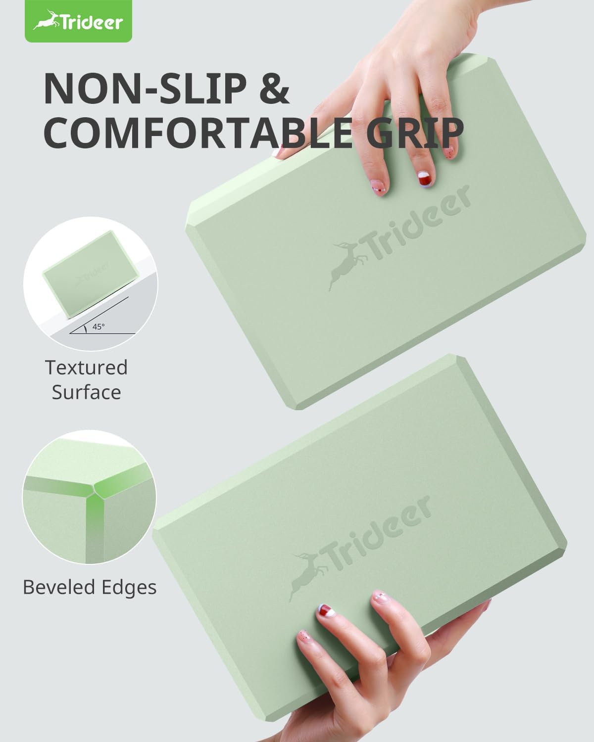 Trideer Yoga Block, Soft Non-Slip Surface Premium Foam Blocks, Supportive, Lightweight, Odor Resistant, Yoga Accessories for Pilates Meditation General Fitness Stretching Toning - Image 7