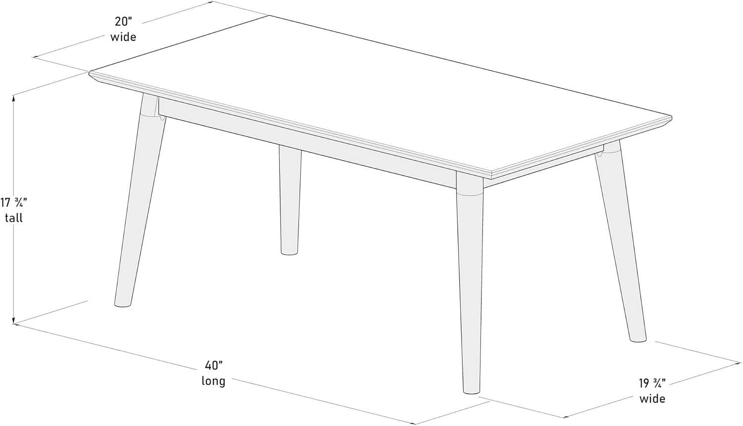 Plank+Beam 40 Inch Mid Century Modern Coffee Table, Wood Coffee Tables for Living Room, Rectangular Center Table, Occasional Table for Small Spaces, Black - Image 3