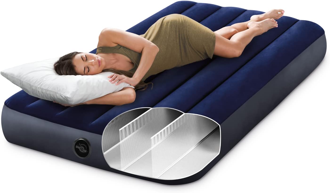 Intex 64757E Dura-Beam Standard Downy Air Mattress: Fiber-Tech - Twin Size - 10in Bed Height - 300lb Weight Capacity - Pump Sold Separately - Image 3