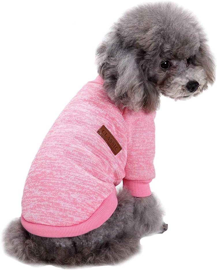 Jecikelon Dog Clothes Dogs Sweater Soft Puppies Clothing Winter Puppy Sweaters Warm Outfit for Dogs Small XXS XS Cat Apparel (Pink, S) - Image 2