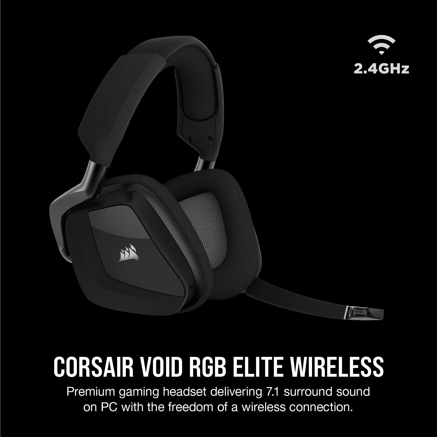 CORSAIR VOID RGB ELITE Wireless Gaming Headset – 7.1 Surround Sound – Omni-Directional Microphone – Microfiber Mesh Earpads – Up to 40ft Range – iCUE Compatible – PC, Mac, PS5, PS4 – Carbon - Image 3