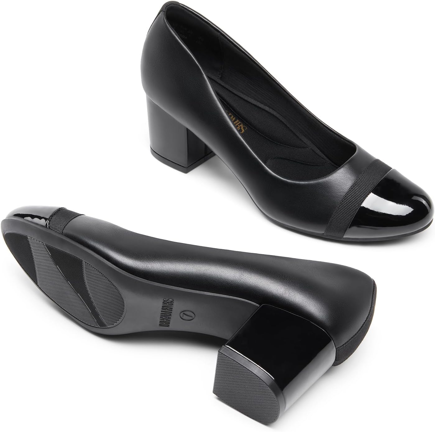 DREAM PAIRS Women's Pumps Low Chunky Block Heel Dress Shoes Closed Round Toe Comfortable Heels - Image 3