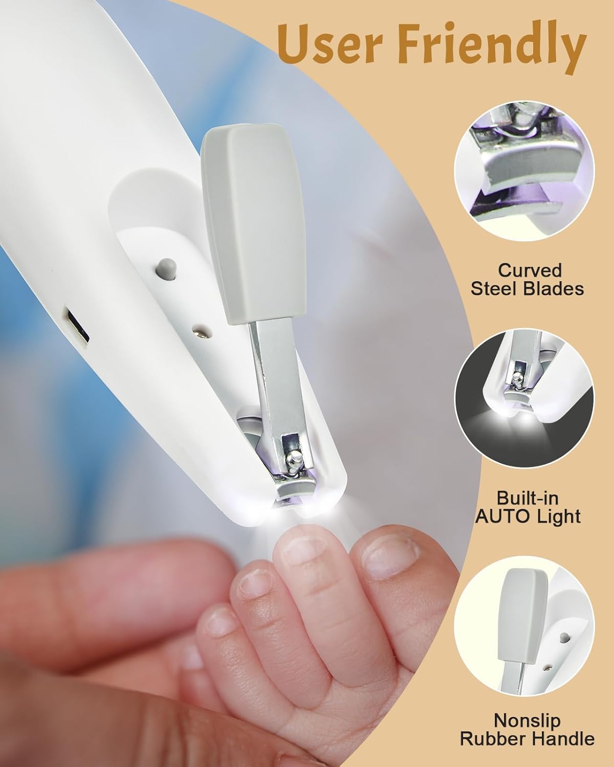 Lictin Baby Healthcare and Grooming Kit, 26 in 1 Rechargeable Nail Trimmer Electric Set,Safe File with Auto Light, Newborn Nursery Health Care Portable Safety Set for Infant Toddlers Boys Girls, Grey - Image 4