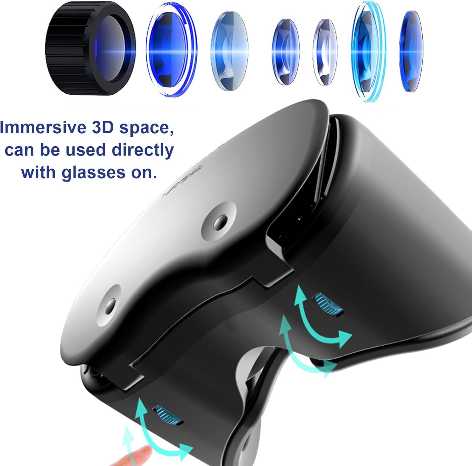 3D VR Headset, Virtual Reality 3D Glasses Anti-Blue Light Headset with Controller, for iPhone or Android Compatible 5-7 inch, for Mobile Games & Movies - Image 5