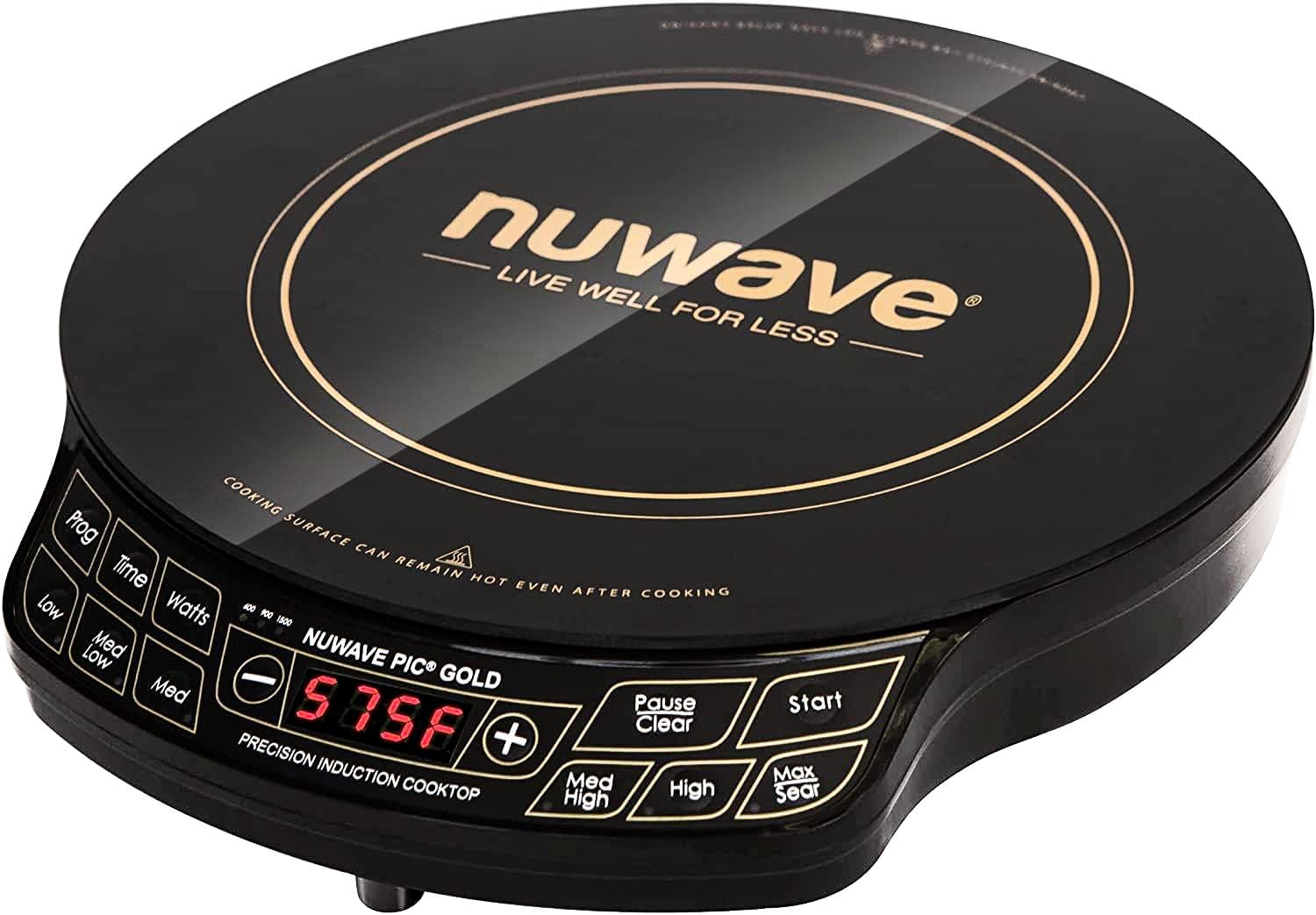 Nuwave Gold Precision Induction Cooktop, Portable, Powerful with Large 8” Heating Coil,100°F to 575°F, 3 Wattage Settings, 12” Heat-Resistant Cooking Surface - Image 2