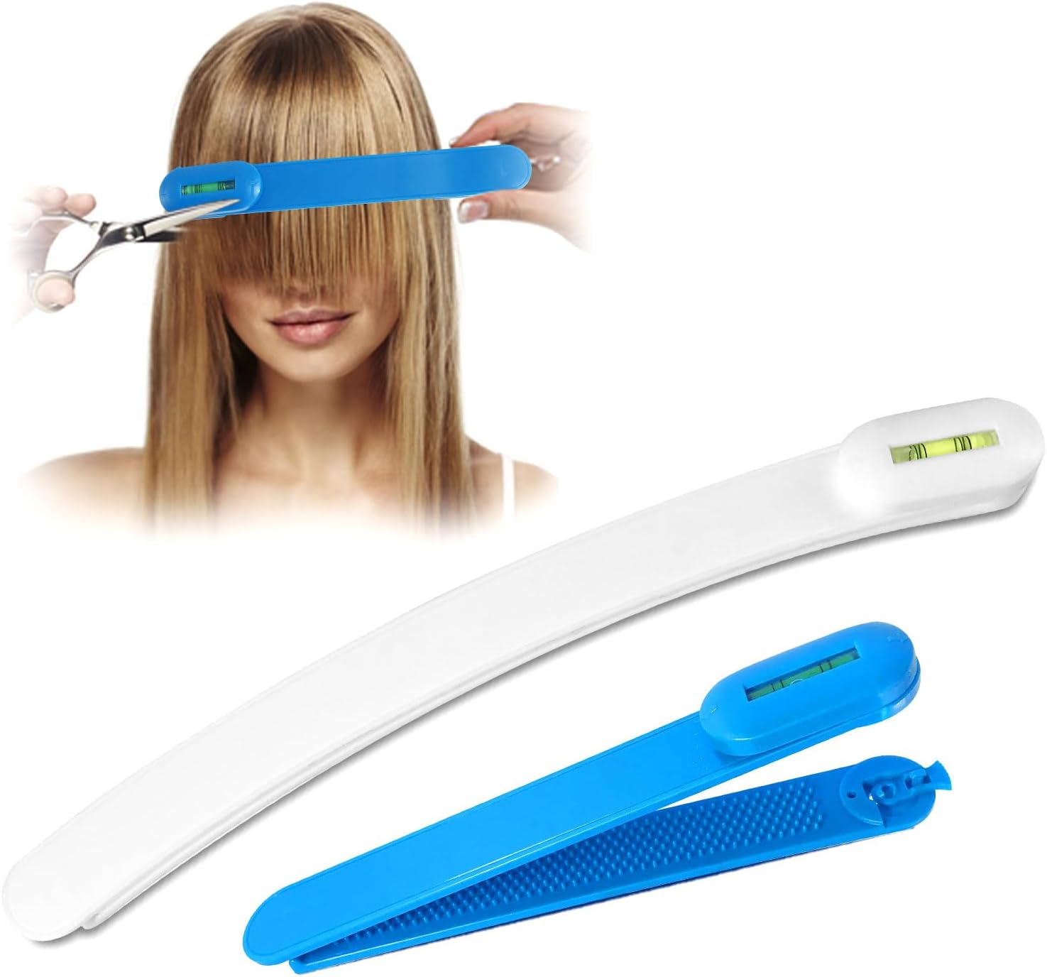 Professional Hair Styling Tools: DIY Layering and Trimming Kit with Clips, Guide for Bangs, Layers, Split Ends - Blue - Image 2