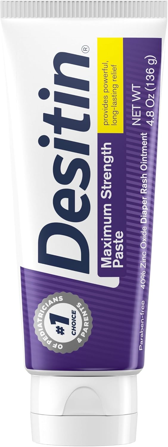 Desitin Maximum Strength Baby Diaper Rash Cream, 40% Zinc Oxide for Treatment, Relief & Prevention, Hypoallergenic, Phthalate- & Paraben-Free Paste, Protects Skin for 12 Hours, 4.8 oz - Image 2