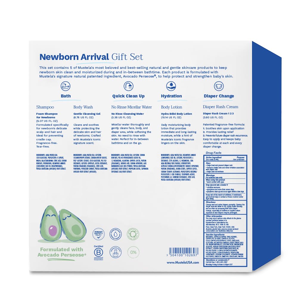 Mustela Newborn Arrival Gift Set - Baby Skincare & Bath Time Essentials - Natural & Plant Based - 5 Items Set - Image 2