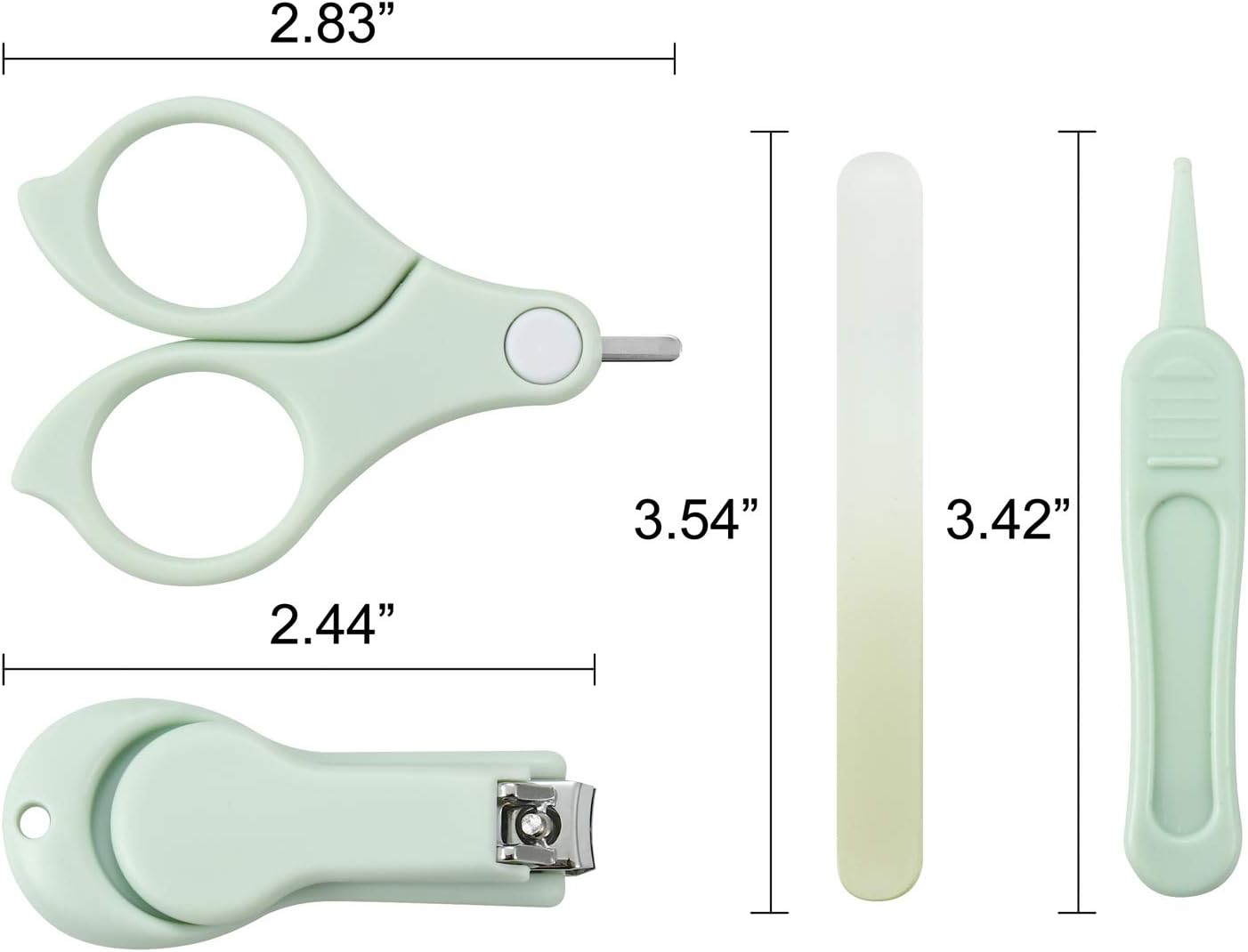 PandaEar Baby Nail Manicure Pedicure Grooming Care Kit (4 Pack)| Clippers Scissors File Tweezers | Newborn Infant Toddler Kids|1 Months Plus (Green) - Image 2