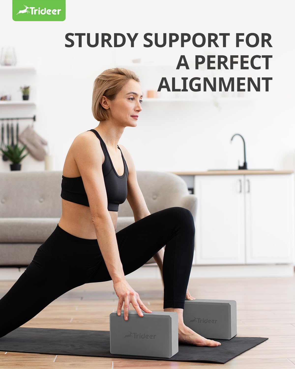Trideer 9"x6"x3" Yoga Blocks, High Density EVA Foam Blocks 2 Pack, Supportive, Lightweight & Odor Resistant, Yoga Essentials and Accessories for Yogi & Yogini - Image 3