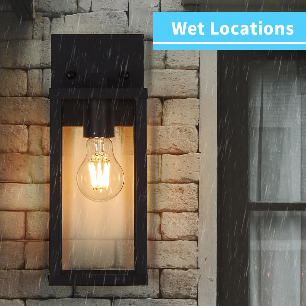 Outdoor Modern Wall Light Fixtures,Exterior Lighting Fixtures Wall Mount,Outside Porch Sconce Lights Waterproof,Wall Lamps for House,Patio,Front Door.Matte Black,2 Pack - Image 6