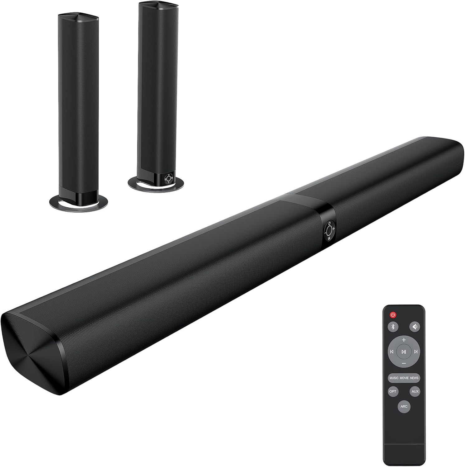 Sound Bar for Smart TV, Soundbar with Bluetooth/ARC/Opt/AUX Connect, Auto Volume Boost, 3 Equalizer Modes, 2 in 1 Detachable Soundbar for TV/PC/Gaming/Projectors - Image 2