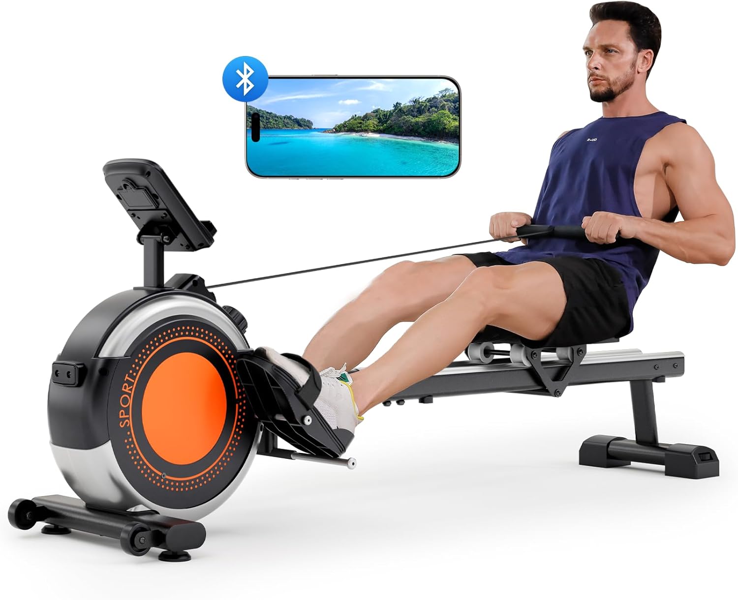 Dripex Rowing Machines for Home Use, Rowing Machine Max 350 LBS, Magnetic Rower with 16 Levels of Workout Resistance, Dual Slide Rail, Bluetooth App Supported, LCD Monitor,Row Machine for Gym Exercise - Image 2