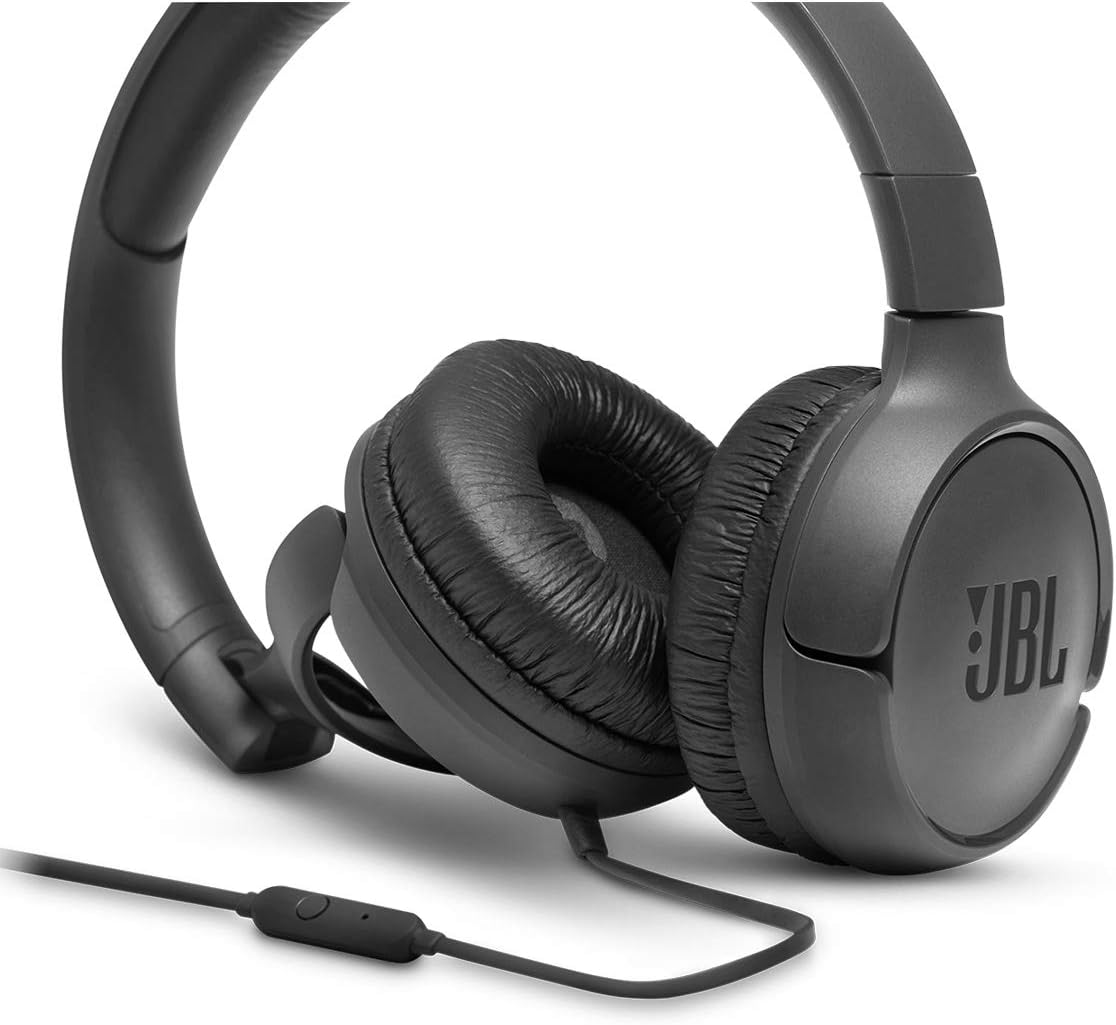 JBL Tune 500 - Wired on-ear headphones, JBL Pure Bass Sound, 1-button remote/mic, Tangle-free flat cable, Lightweight and foldable design, Ask Siri or Google Now (Black) - Image 6