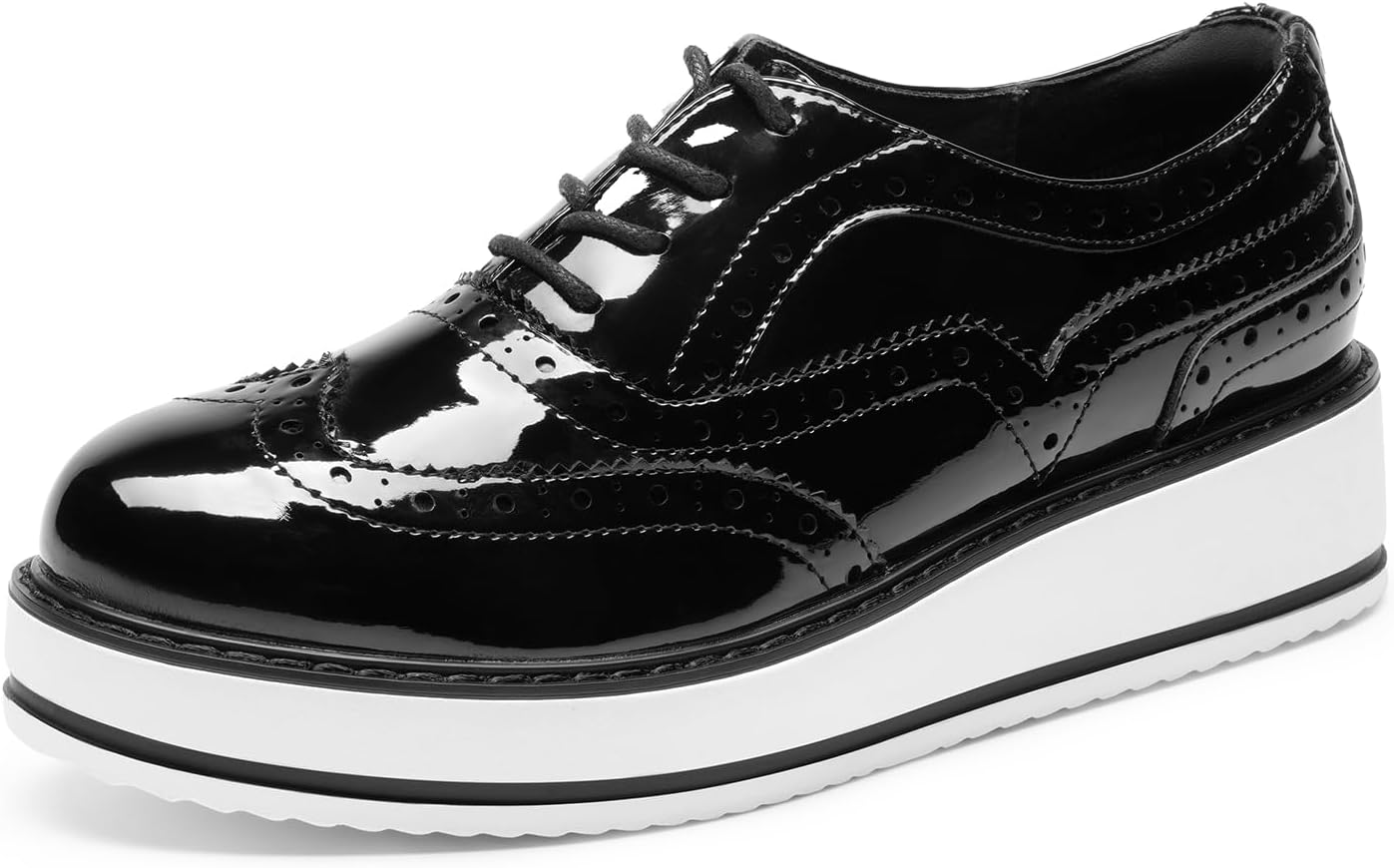 DREAM PAIRS Women's Platform Oxfords Lace-up Wingtips Round Toe Dress Shoes - Image 2