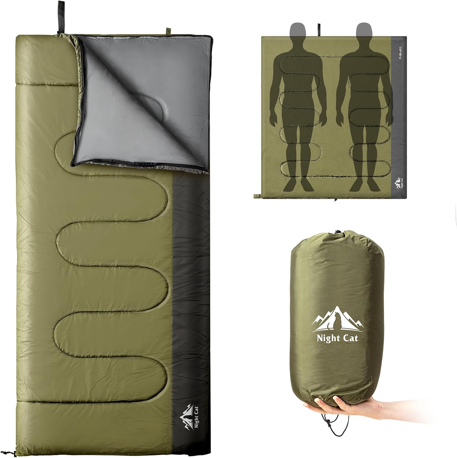 Night Cat Camping Sleeping Bag for Adults Portable Lightweight Backpacking Hiking Traveling Indoor Outdoor Temperature 5-15℃ Switch to a Quilt or Blanket - Image 2